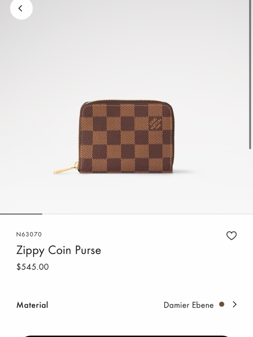 Authentic Louis Vuitton Damier Ebene Zippy Coin Purse Wallet - Picture 7 of 8